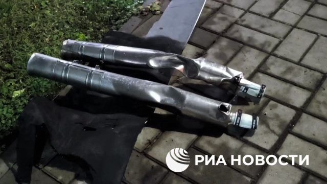 Место падения обломков украинского беспилотника в Курске