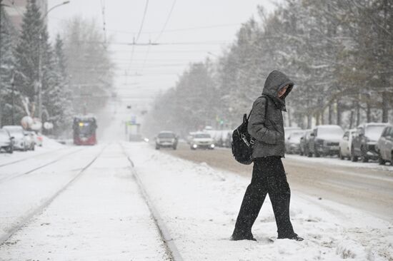 Снегопад в Новосибирске