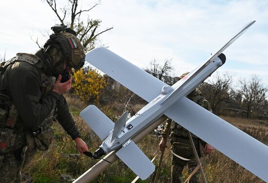 Боевая работа расчета БПЛА "Ланцет" группировки "Центр"