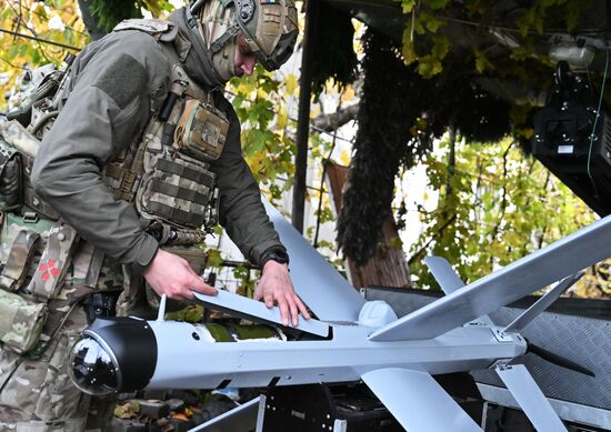 Боевая работа расчета БПЛА "Ланцет" группировки "Центр"