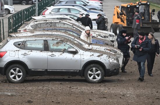 Обрушение конструкции горнолыжного комплекса "Снежком" в Красногорске