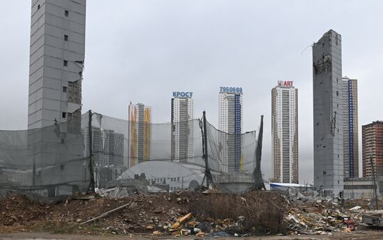 Обрушение конструкции горнолыжного комплекса "Снежком" в Красногорске