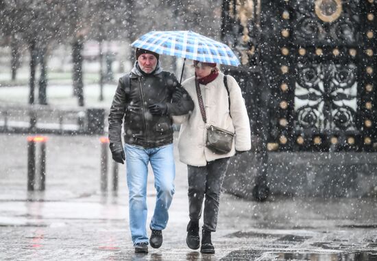 Первый снег в Москве и Санкт-Петербурге