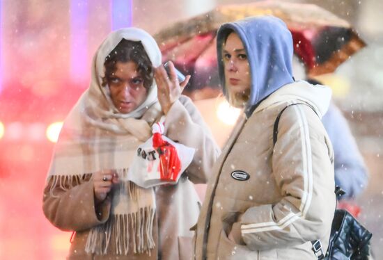 Первый снег в Москве и Санкт-Петербурге