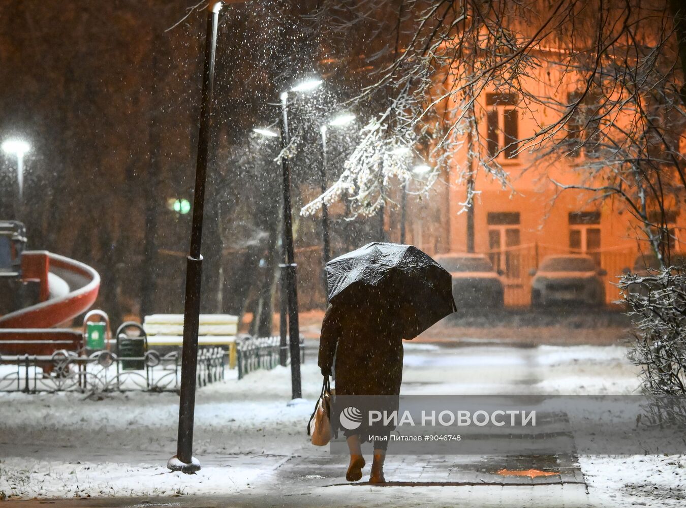 Первый снег в Москве и Санкт-Петербурге