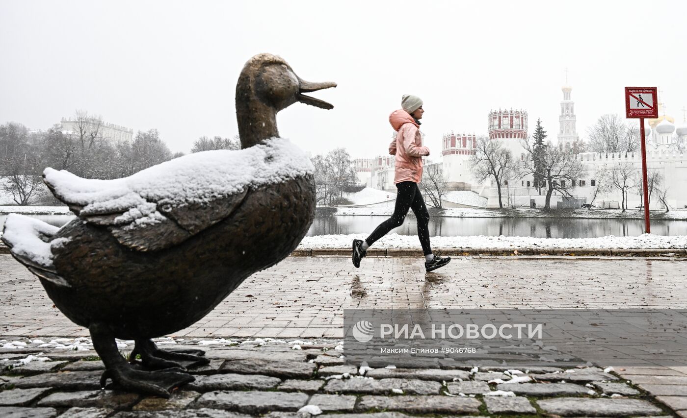 Первый снег в Москве и Санкт-Петербурге