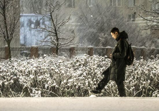 Первый снег в Москве и Санкт-Петербурге