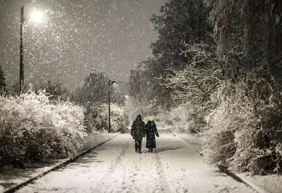Первый снег в Москве и Санкт-Петербурге