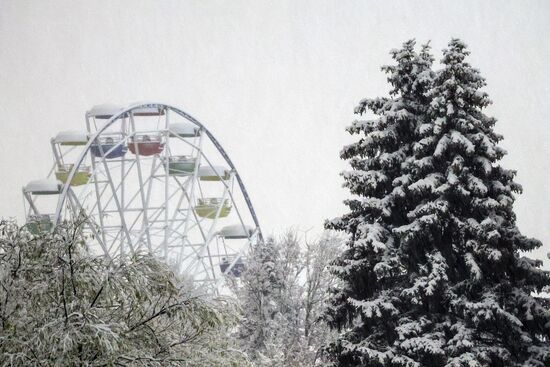 Первый снег в Москве и Санкт-Петербурге