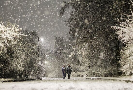 Первый снег в Москве и Санкт-Петербурге