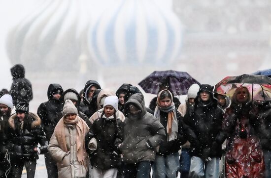Первый снег в Москве и Санкт-Петербурге