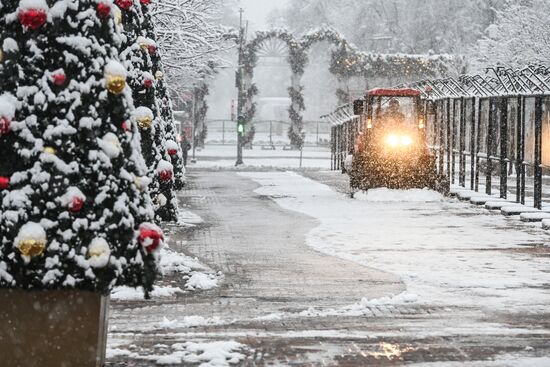 Первый снег в Москве и Санкт-Петербурге