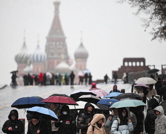 Первый снег в Москве и Санкт-Петербурге