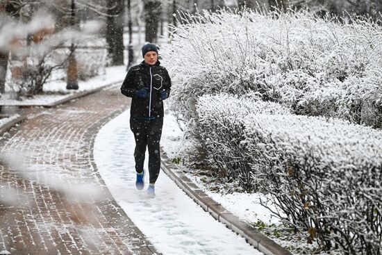 Первый снег в Москве и Санкт-Петербурге