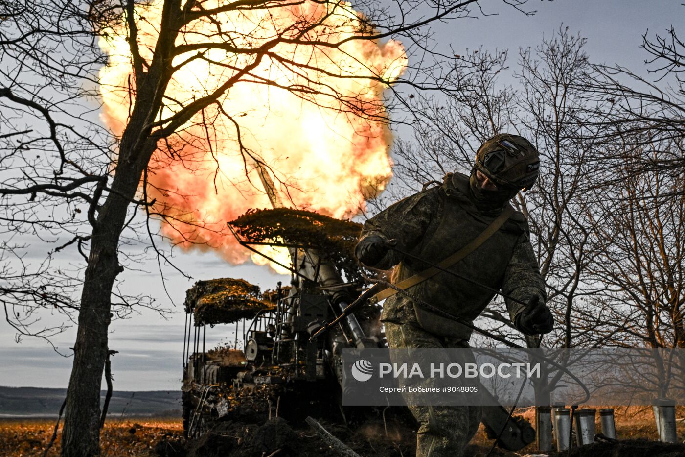 Боевая работа расчета САУ 2С7 "Пион" 45-й артбригады на Купянском направлении