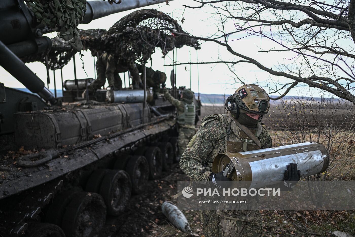 Боевая работа расчета САУ 2С7 "Пион" 45-й артбригады на Купянском направлении