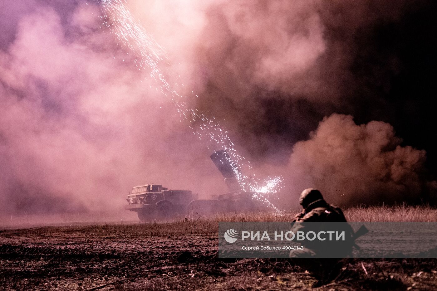 Боевая работа расчета РСЗО "Ураган" на Купянском участке фронта