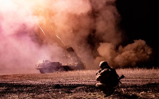 Боевая работа расчета РСЗО "Ураган" на Купянском участке фронта