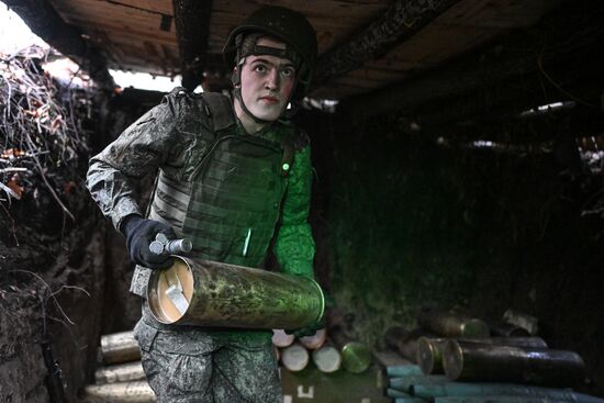 Боевая работа расчета САУ "Мста-С" на Купянском участке фронта