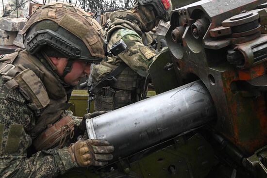 Боевая работа пушки "Гиацинт-Б" группировки войск "Центр"