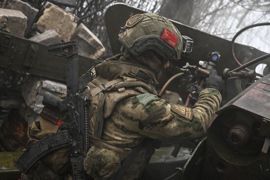 Боевая работа пушки "Гиацинт-Б" группировки войск "Центр"