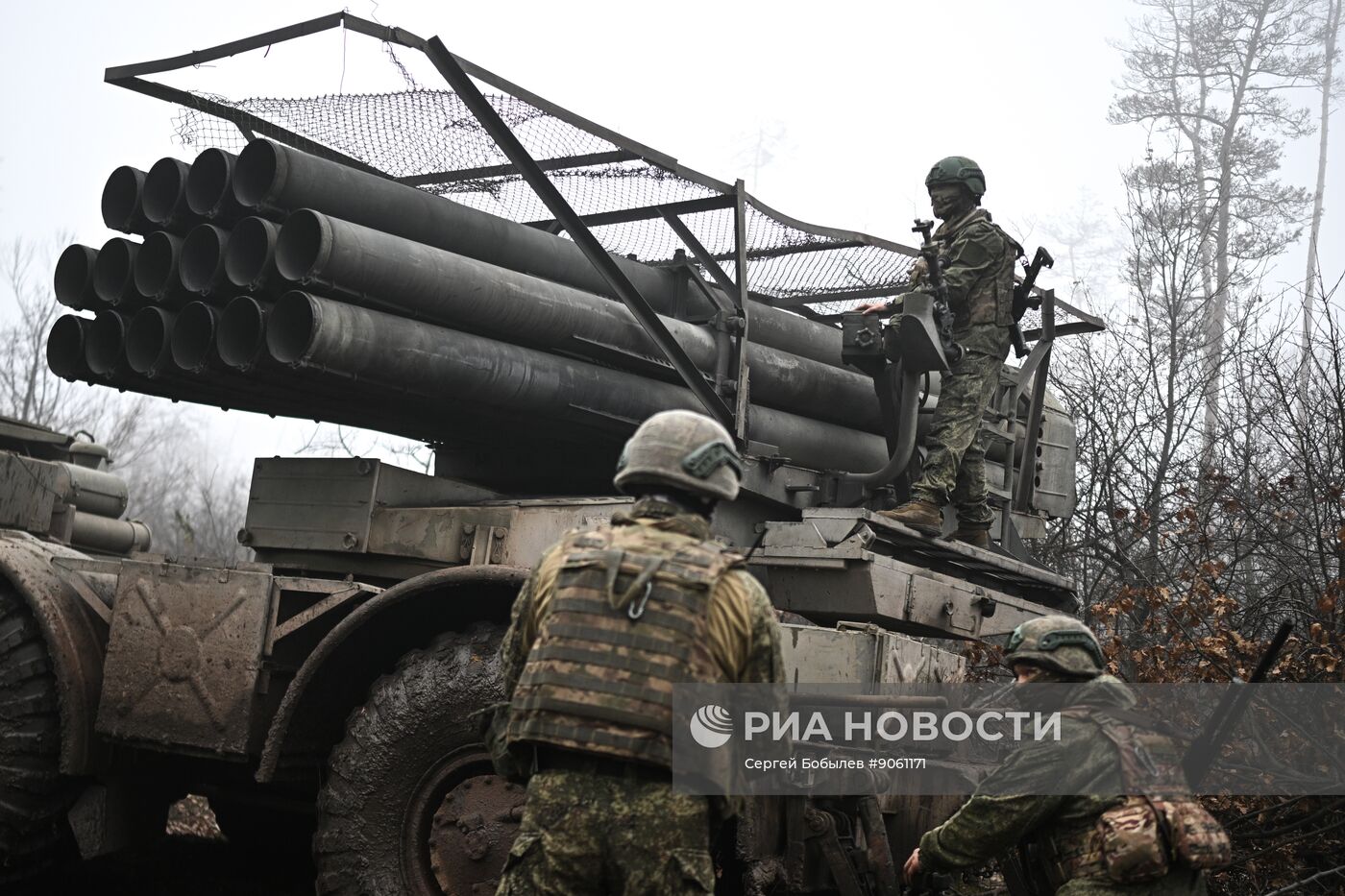Боевая работа расчета РСЗО "Ураган" группировки войск "Запад"