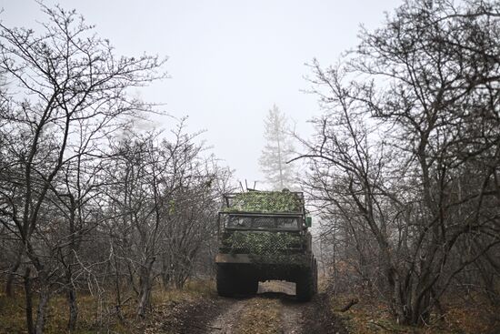 Боевая работа расчета РСЗО "Ураган" группировки войск "Запад"