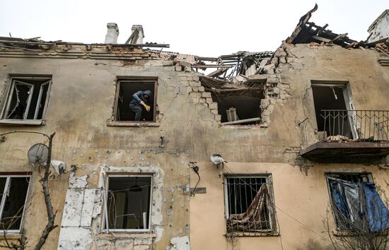 Последствия обстрела в ДНР