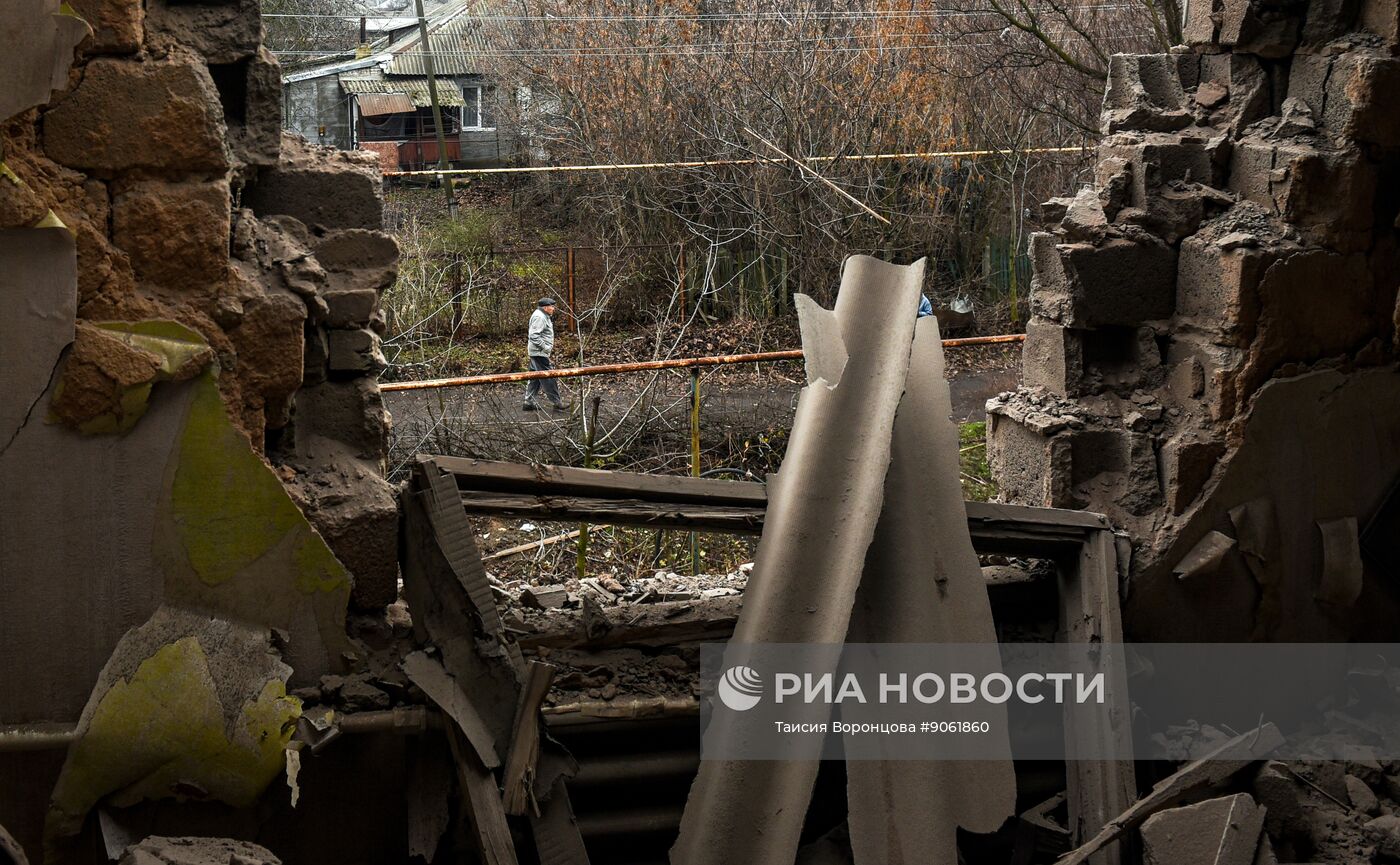 Последствия обстрела в ДНР