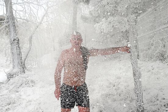 Купания в реке Енисей в Красноярске