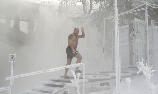 Купания в реке Енисей в Красноярске