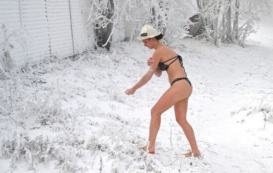 Купания в реке Енисей в Красноярске