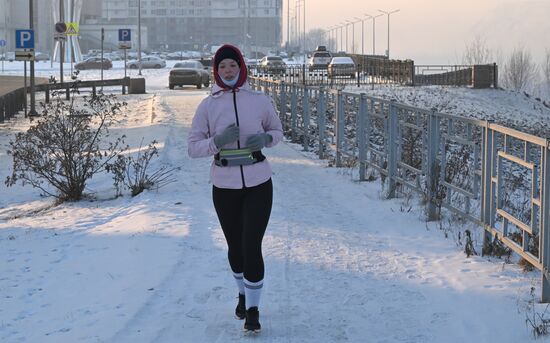 Морозная погода в Красноярске