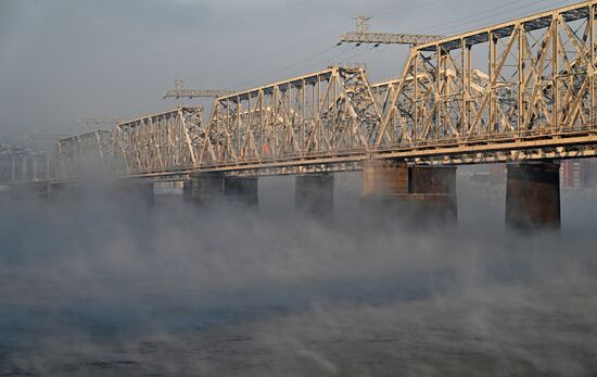 Морозная погода в Красноярске