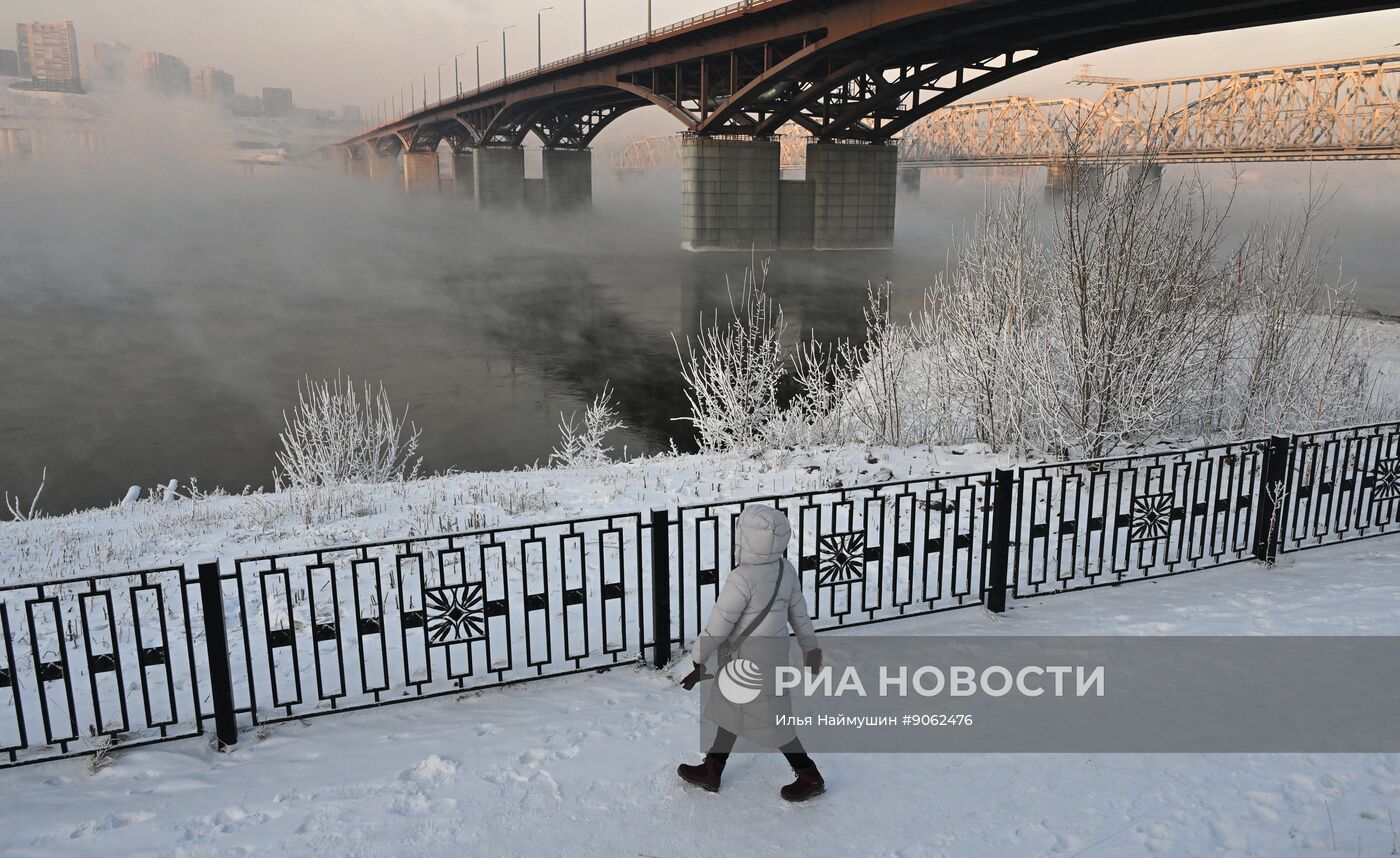 Морозная погода в Красноярске