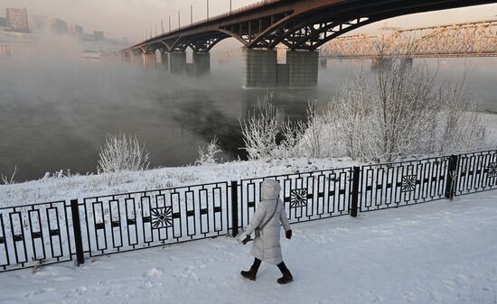 Морозная погода в Красноярске