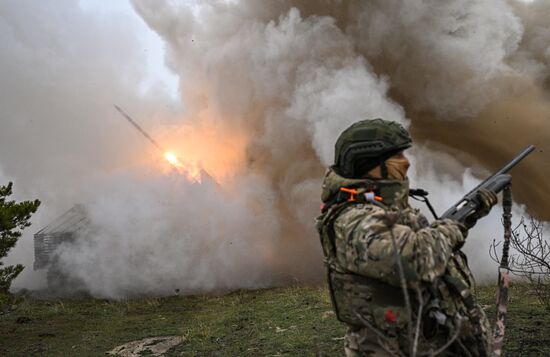 Боевая работа расчета РСЗО "Град" 83-го самоходного артполка на Краснолиманском направлении СВО