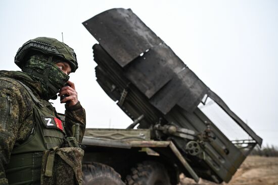 Боевая работа расчета РСЗО "Град" 83-го самоходного артполка на Краснолиманском направлении СВО