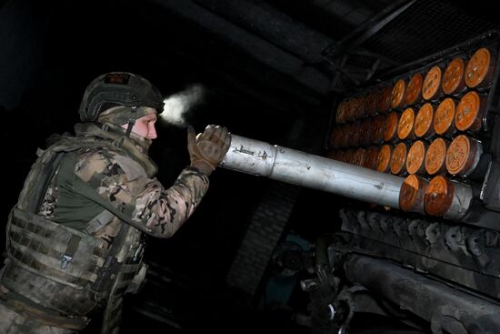 Боевая работа РСЗО "Град" группировки войск "Центр" на Красноармейском направлении СВО