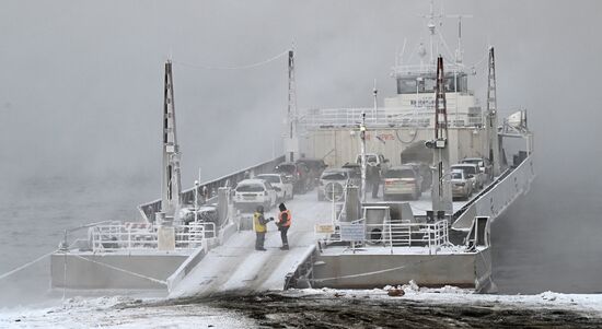 Работа переправ через Енисей