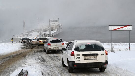 Работа переправ через Енисей