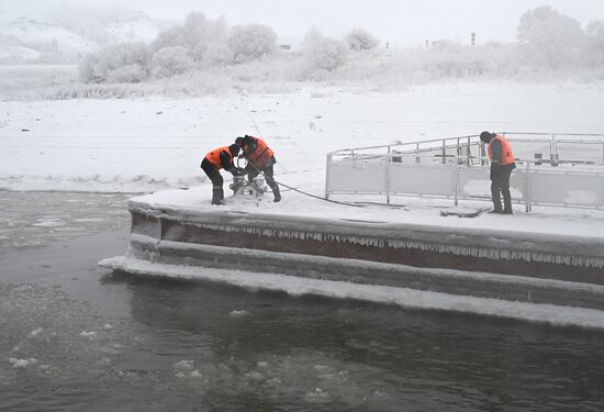 Работа переправ через Енисей