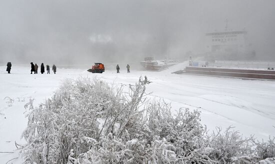 Работа переправ через Енисей