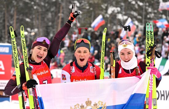 Биатлон. 3 этап. Кубок Содружества. Женщины. 12.5 км. Масс-cтарт