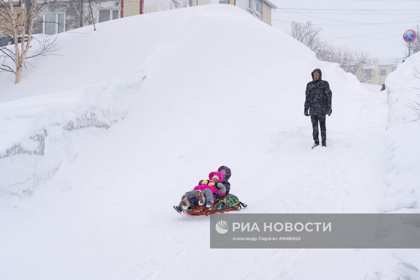 Снегопад в Петропавловске-Камчатском