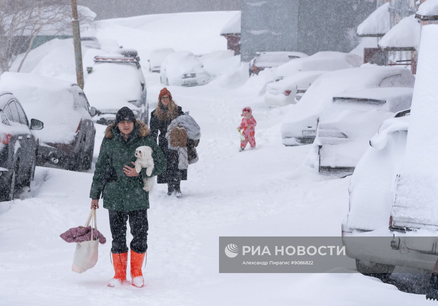 Снегопад в Петропавловске-Камчатском