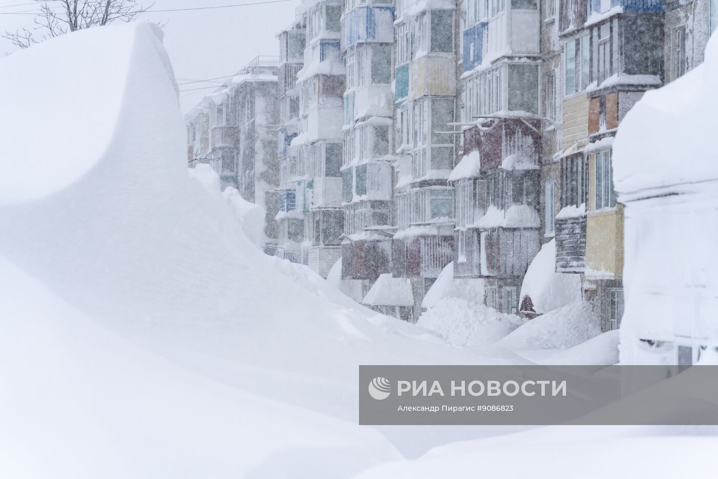 Снегопад в Петропавловске-Камчатском