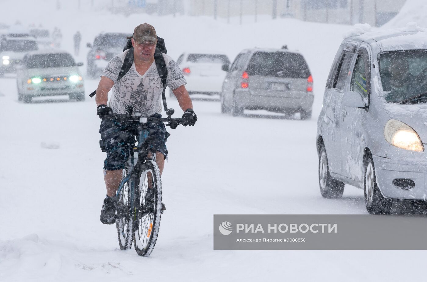 Снегопад в Петропавловске-Камчатском
