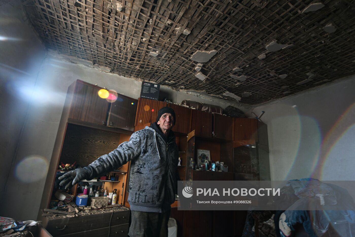 Последствия обстрела в Донецке