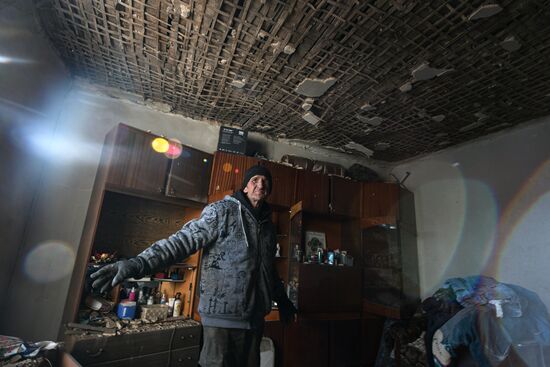 Последствия обстрела в Донецке